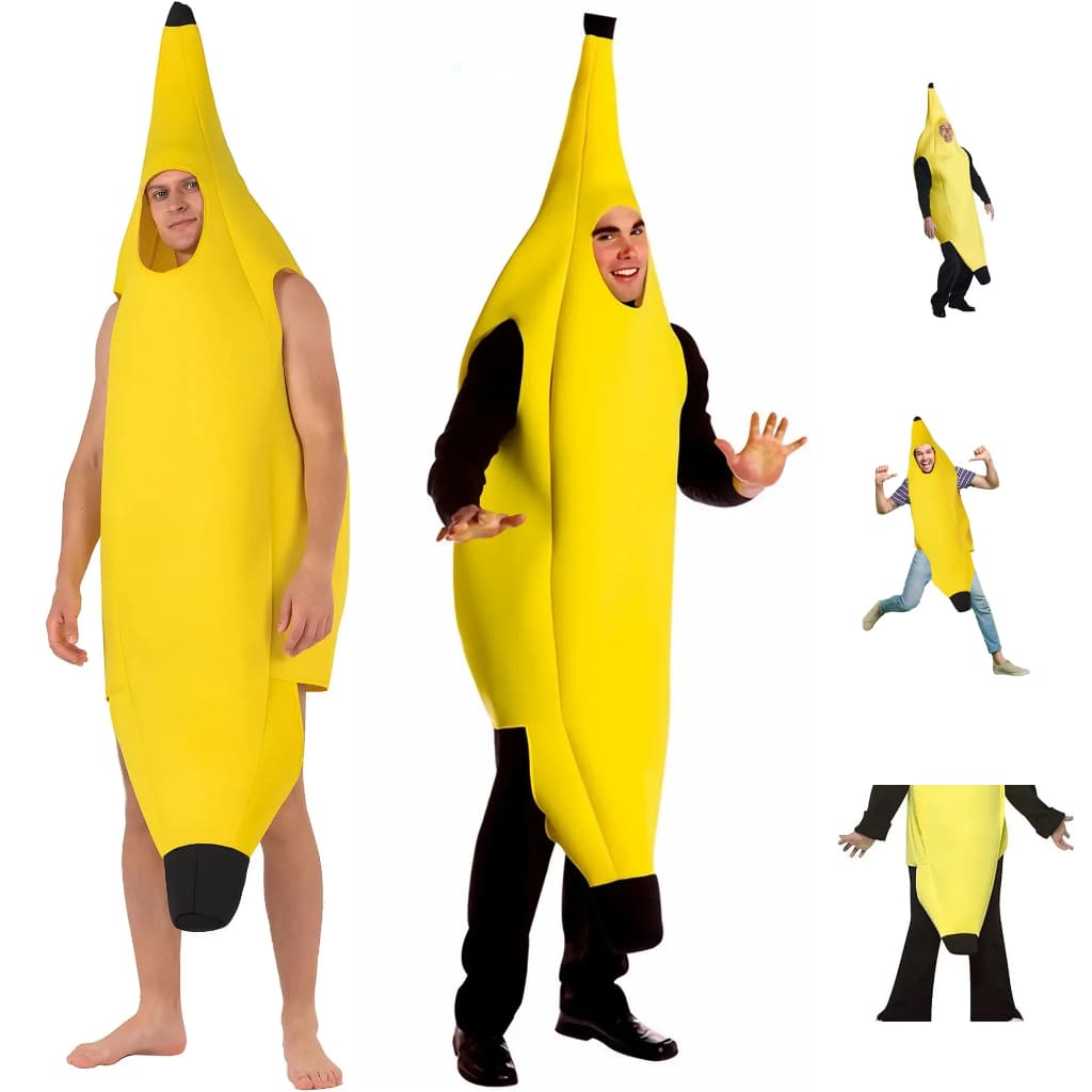 Fantasia de Banana Adulto Unissex Carnaval Halloween Engraçada Festa à Fantasia Cosplay Tam Único