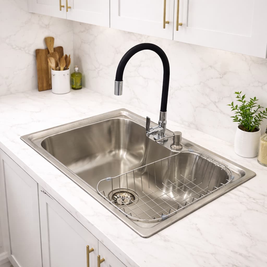 Cuba para Cozinha Aco Inox 201 60x42 C/ Acessorios + Torneira