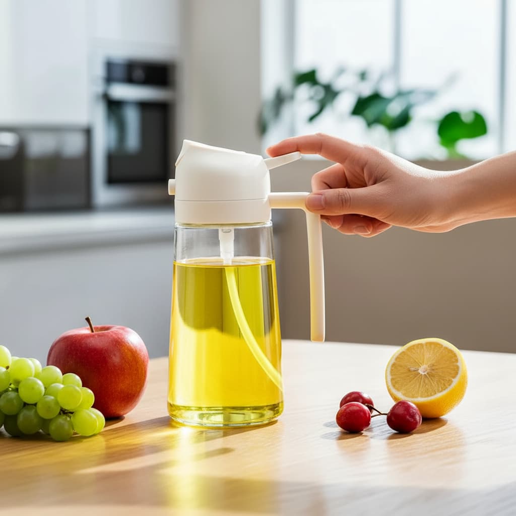 Borrifador 2 em 1 Spray 470 ml de Azeite e Vinagre para Saladas Grelhados Dieta Saudavel Vidro