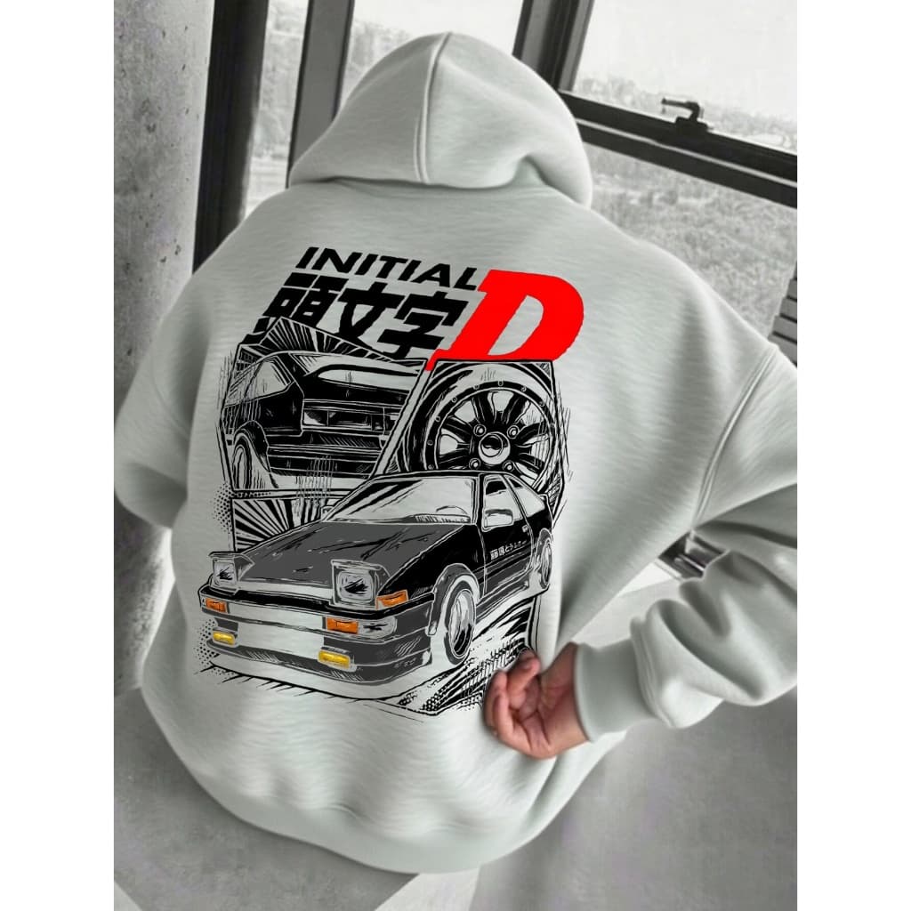 Moletom canguru masculino 100% algodão agasalho estampa initial d carro ae86 trueno estilo streetwear criativo ideal