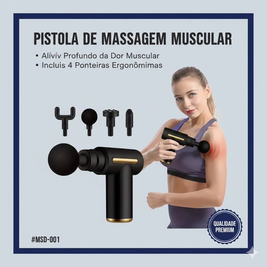 Mini Pistola de Massagem Elétrica com Acessórios e 6 Modos de Velocidade (Cores Sortidas)