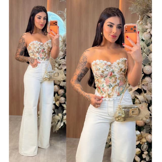 Corset Feminino Tomaea Que Caia   Floral Paisley Com Amarração Verão 2026 brazilian Casual Corelete