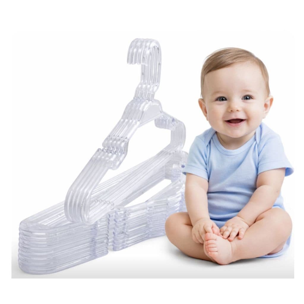 Kit 30 Cabide Cristal Infantil e Bebê Transparente Cabides Resistentes