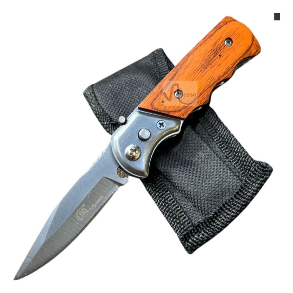 Canivete Automático Retrátil SQ 14,5cm Aço Inoxidável Pesca Camping - Pronta Entrega - Emitimos Nota Fiscal