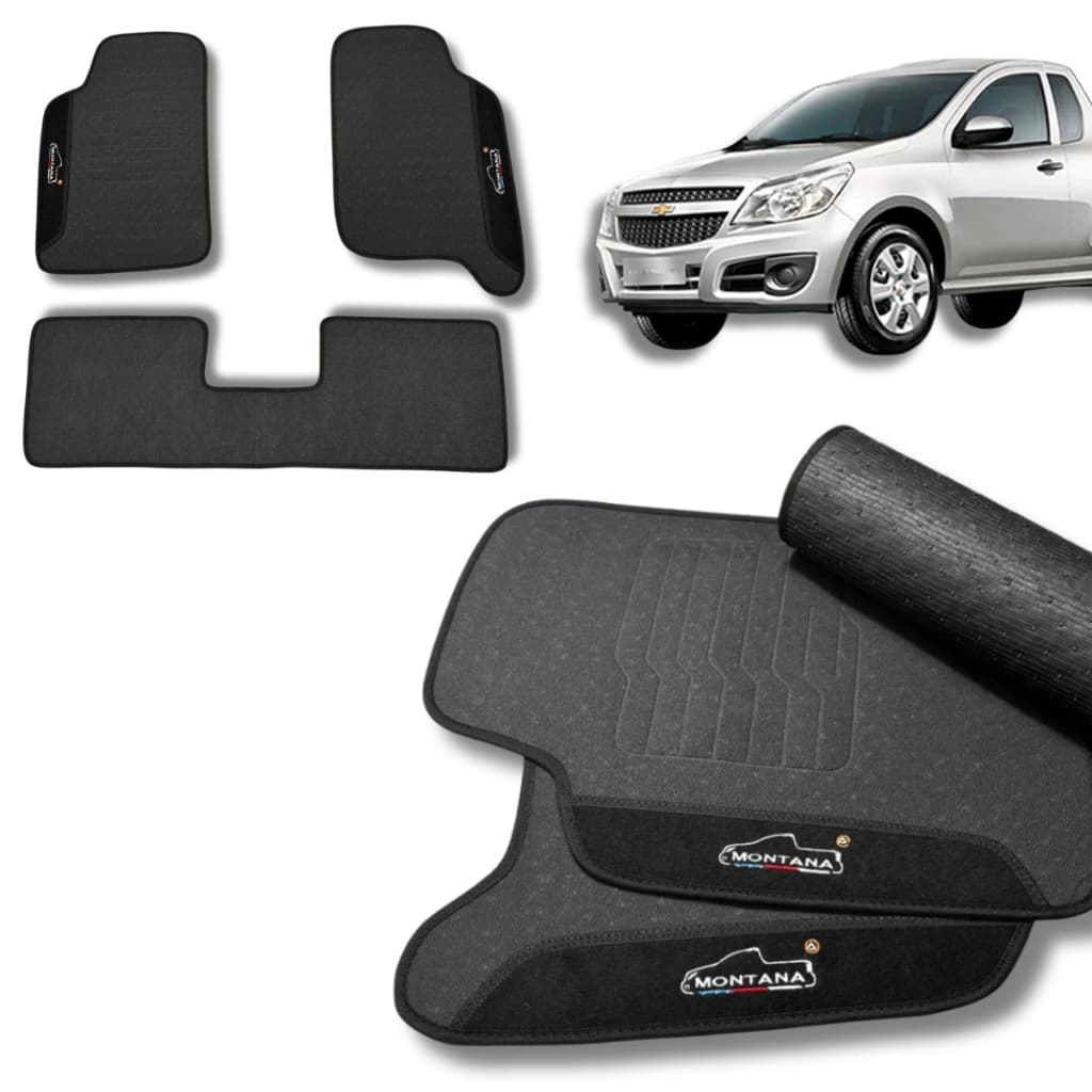 Jogo Tapete Emborrachado Chevrolet Montana Cd Personalizado Preto
