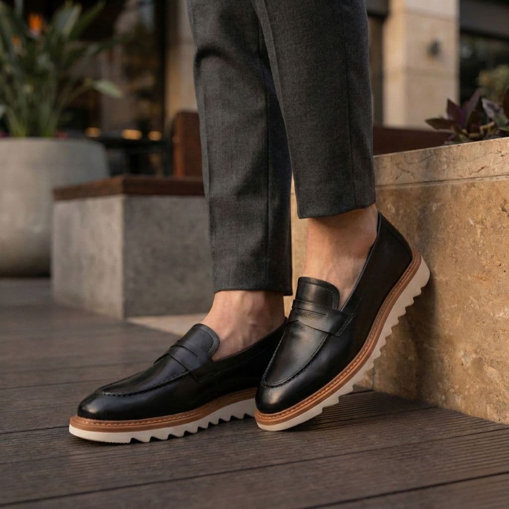 Mocassim Masculino Loafer 5400-GG Social Casual com Sola Tratorada Alta e Confortável Antiderrapante