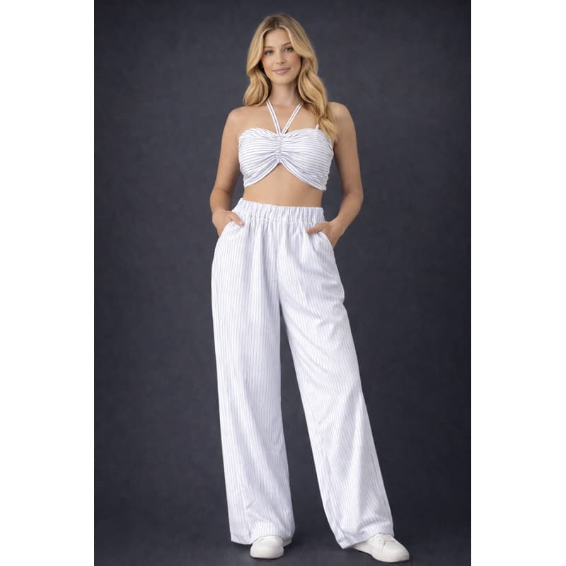 Conjunto Feminino em Algodão Pantalona + Top com Amarração nas Costas | Leve, Confortável e Estiloso