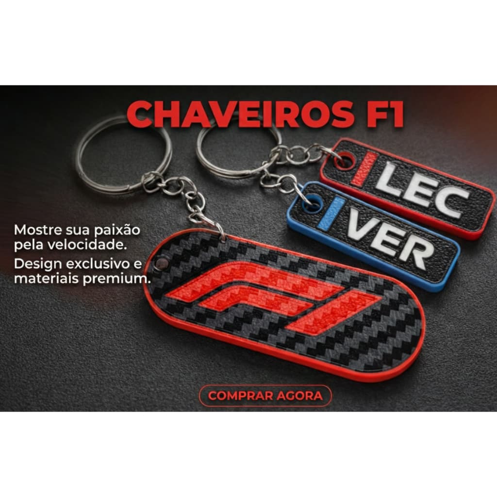 Kit Chaveiros F1 Personalizados Nome dos Pilotos