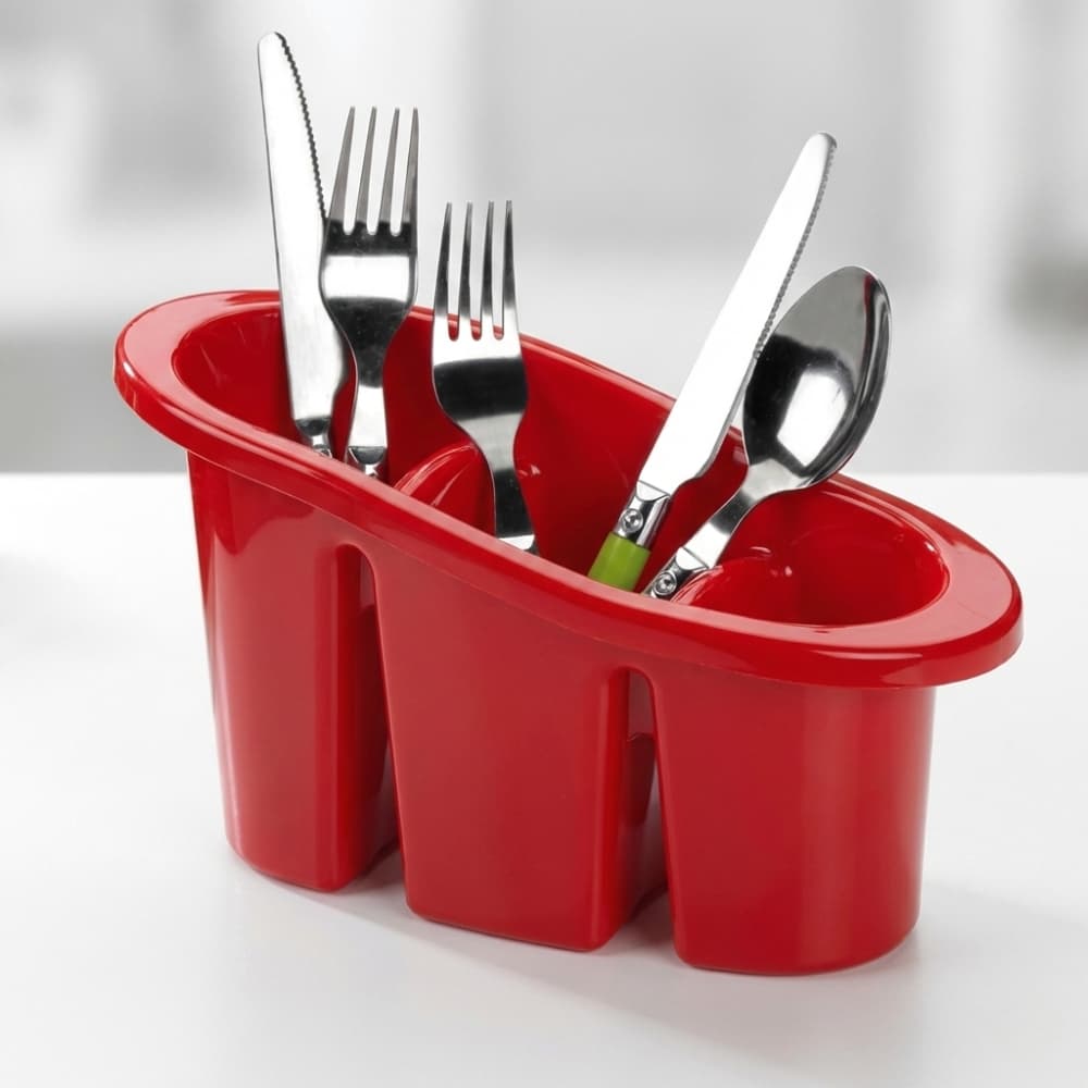 Escorredor de Talher Oval 14 cm C/ 3 Divisorias Nitronplast Escorredor e Porta Talheres Oval - Secador de Talheres