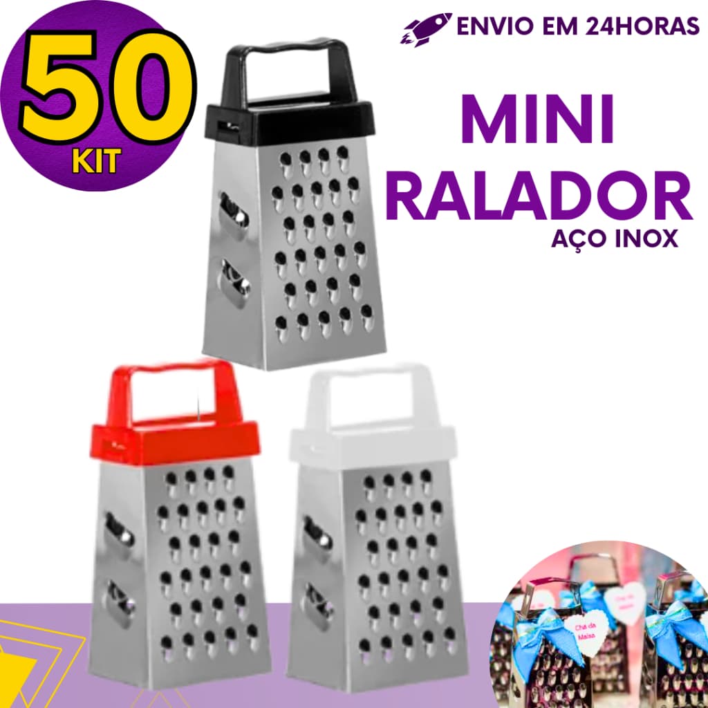 Kit 100, 50 ou 30 un - Mini Ralador 4 Faces Aço Inox 8cm Para Lembrancinhas Decoração Temperos