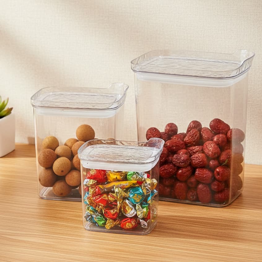 Potes Herméticos Conjunto 3 Unidades Multiuso Transparente Cozinha Organização Livre de BPA Free