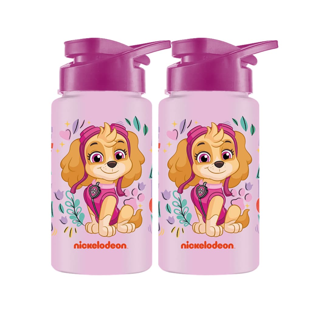Kit 2 Garrafa Plástica Squeeze Sport Infantil Sky Rosa 500ml Coleção Patrulha Canina BPA Free