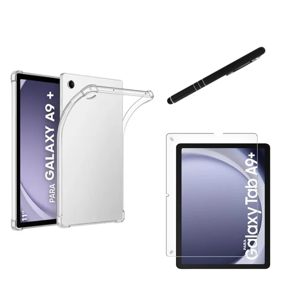 Kit Capa Transparente Para Tablet Galaxy Tab A9+/A9 Plus "11" Polegadas + Película Vidro + Caneta