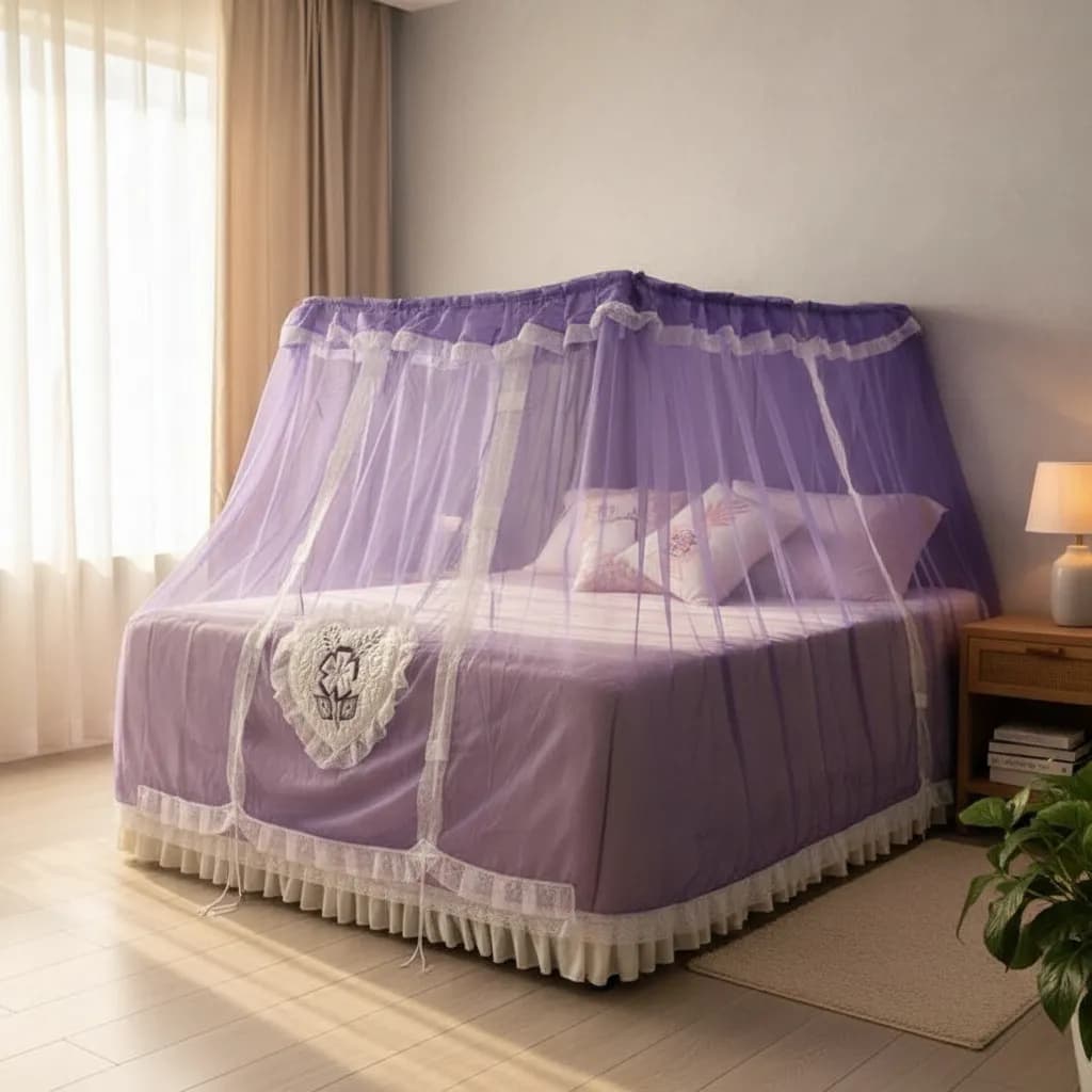Mosquiteiro de Armação Aconchego De Coração Bordado Sem Armação casal solteiro e Queem linha Nobre, 1,65m x 7,60m