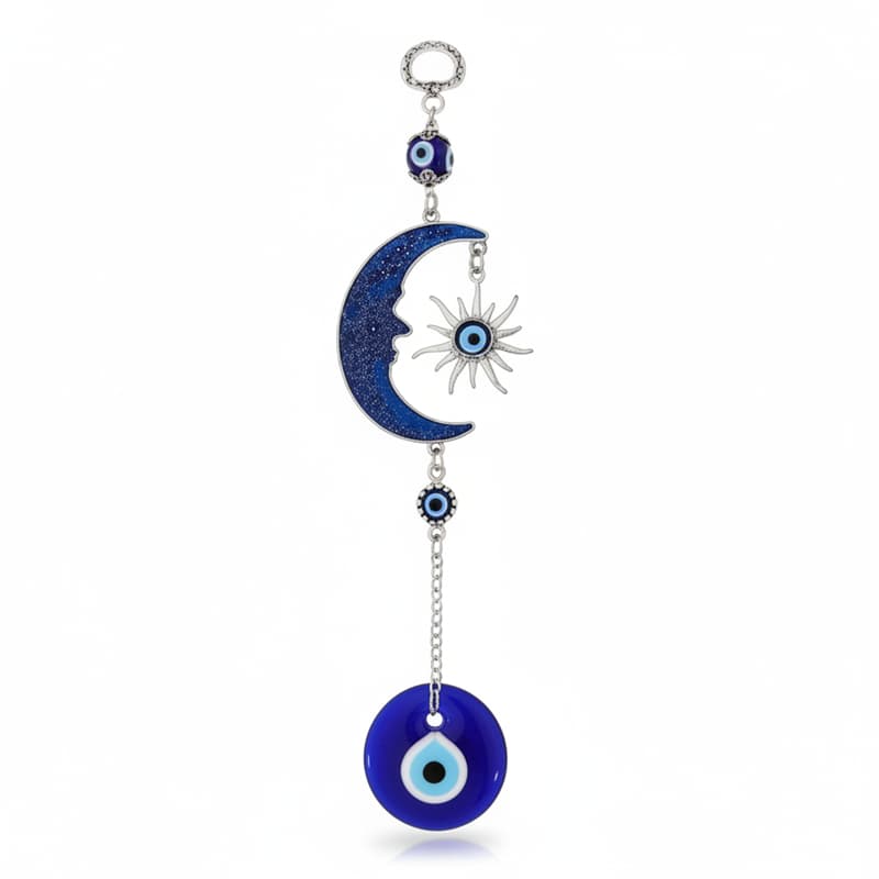 ACESSÓRIO DE METAL PENDENTE LUA/SOL/OLHO GREGO 23cm CE3297