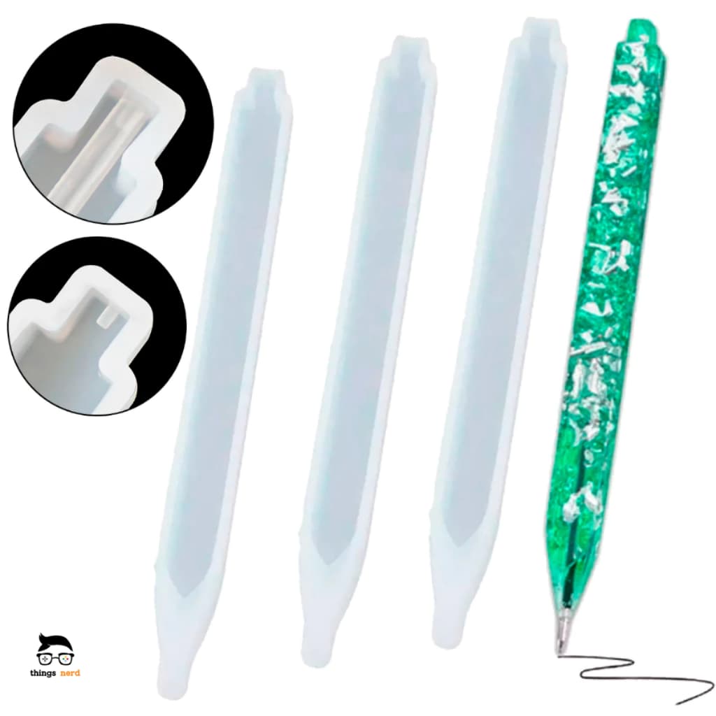 Kit 3 Moldes Silicone Caneta Quadrada Resina Epóxi Artesanato Decoração Reutilizável Fácil Desmoldar