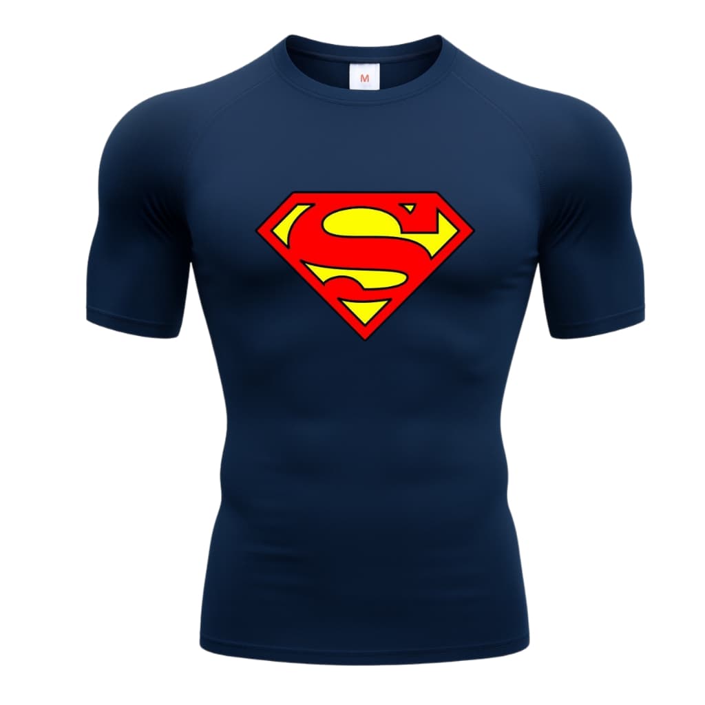Camiseta Dry Fit Super Man Manga Curta Academia Treino Camiseta Esportiva Masculino Super Homem