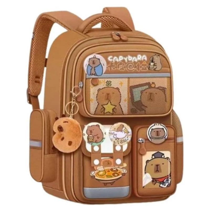 Mochila Escolar Capibara Kawaii Com Acessórios De Presente Chaveiro 062