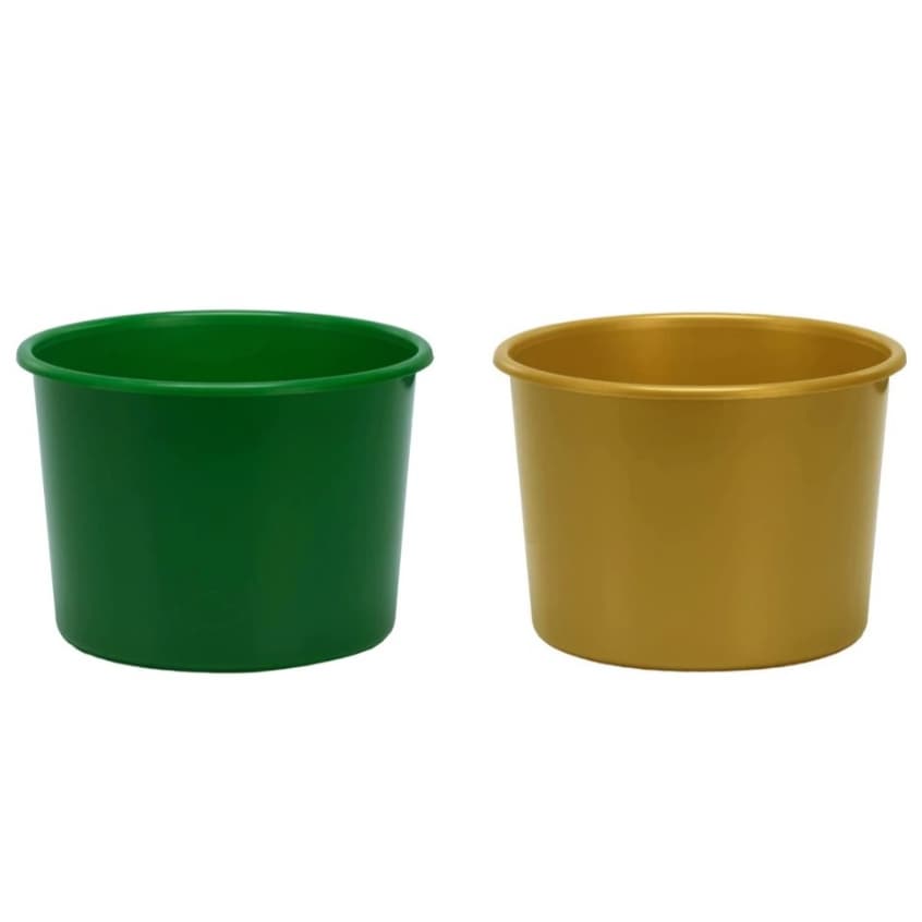 50 Baldinhos de Pipoca 1.5 lts -  Pote Pipoqueira Lembrancinhas - 25 Verdes e 25 Dourados
