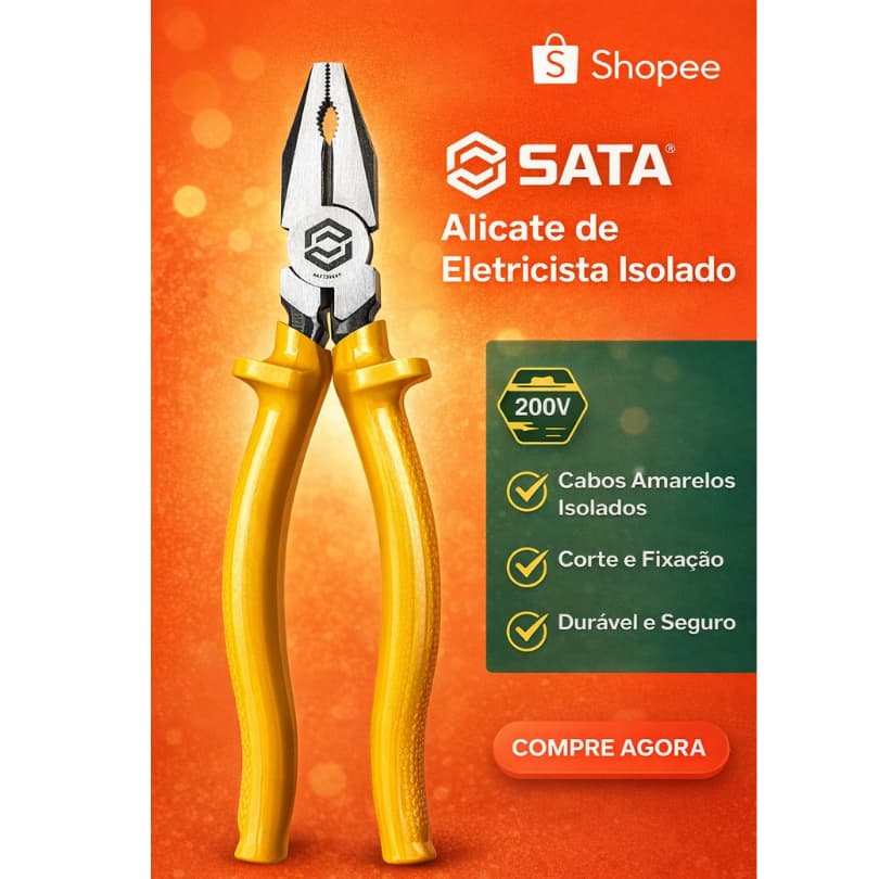Alicate Universal Isolado 8” 1000V Sata para Eletricista Profissional