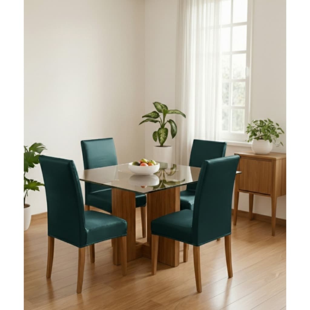 Capa De Cadeira Malha Couro Sintético P/ mesa de Jantar Kit com 4/6/8 unidades Modelo Elegante