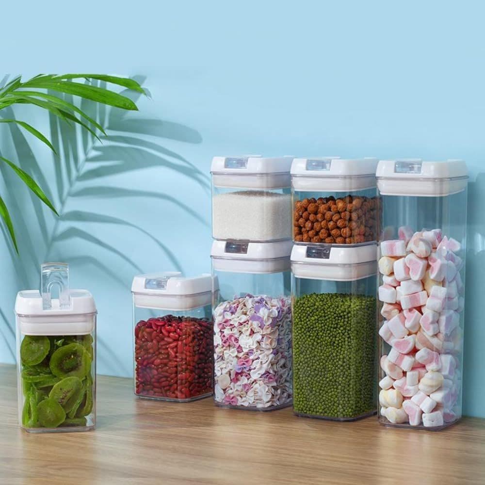 Kit 3 Potes Mantimentos Arroz Feijão Guardar Alimento Empilhável Recipiente Cozinha
