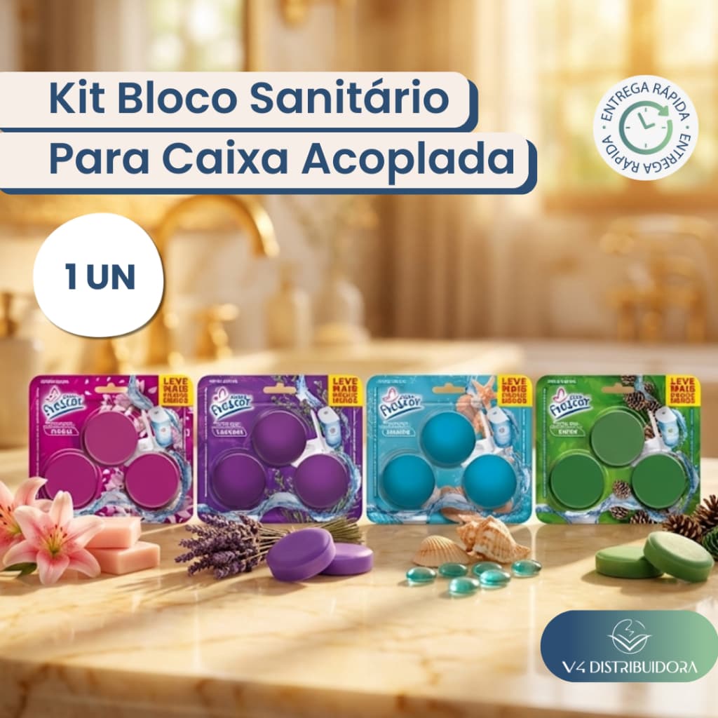 Bloco Sanitário Caixa Acoplada Kit Triplo 3 Unidades 45g Pedra Sanitária Perfumada Perfume A Cada Descarga Banheiro