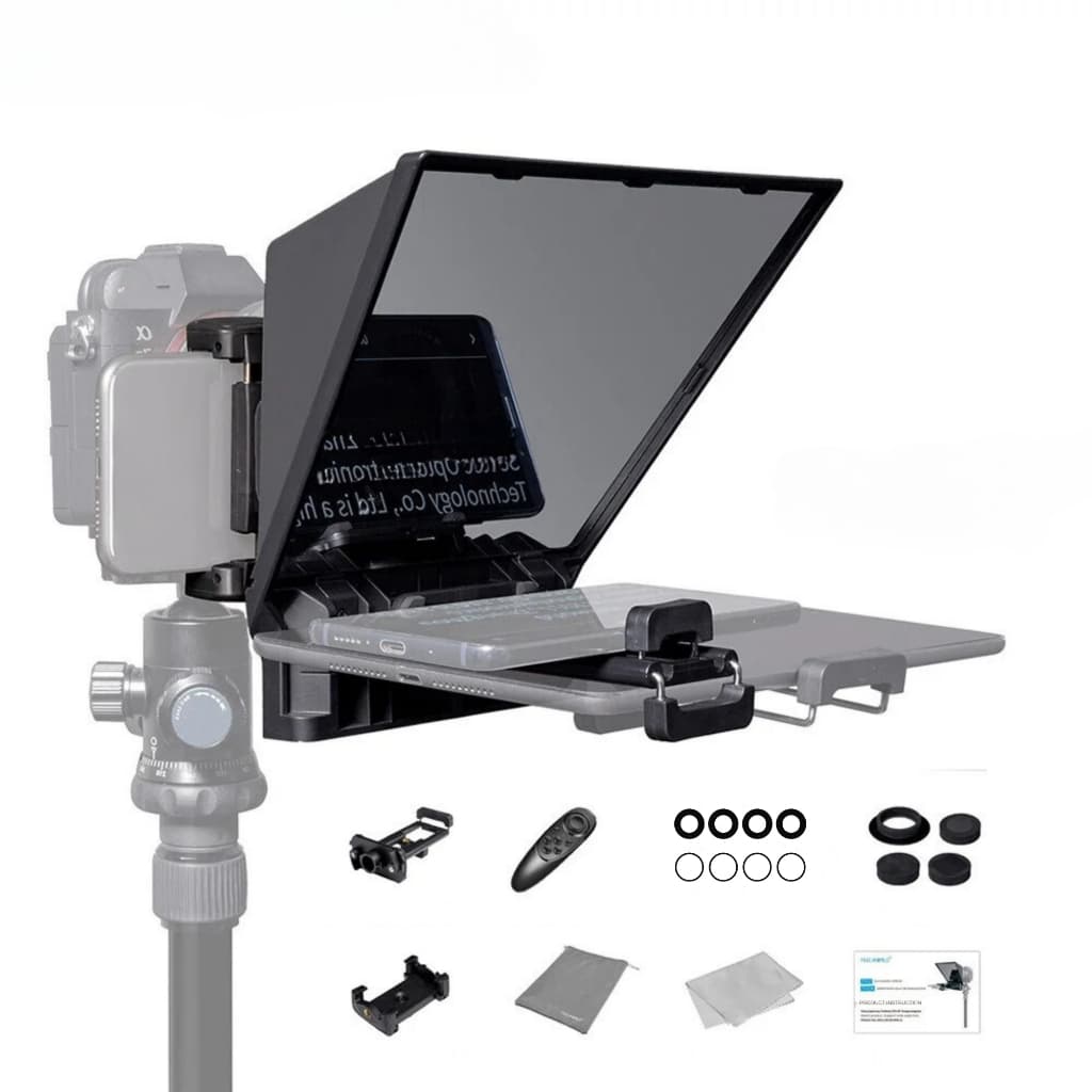 Teleprompter profissional portátil para câmera celular Iphone Feelword T2PA até 8"