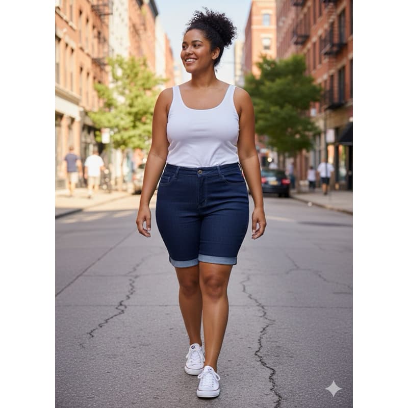Bermuda Ciclista Plus Size Jeans Premium - Cintura Alta (52 e 54)