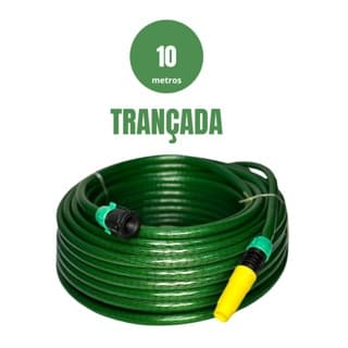 Mangueira de jardim trançada verde resistente e flexível verde jardim com esguicho 10 metros