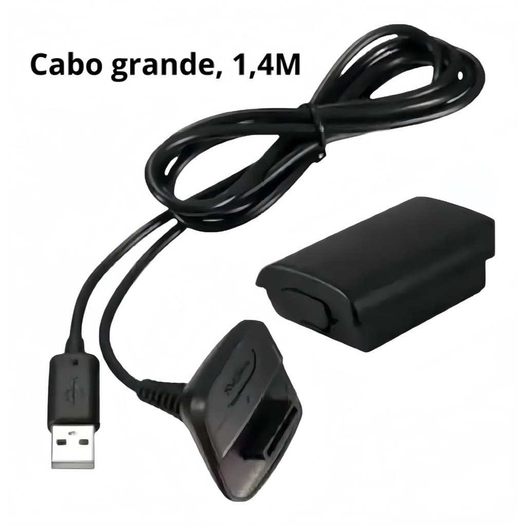 Kit 1 Bateria Para Controle Xbox 360 + 1 Cabo Carregador 1.4m Voltagem de entrada 110V/220V (Bivolt)