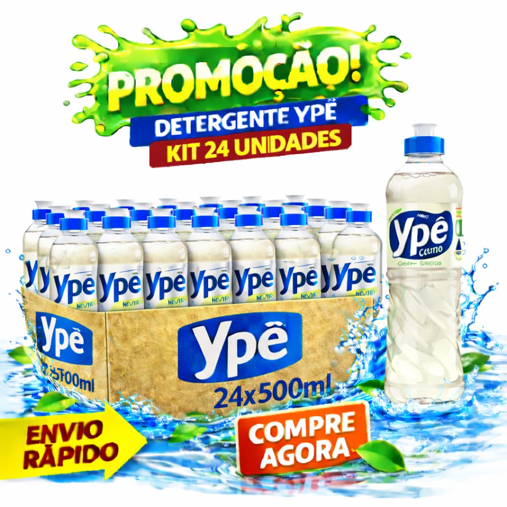 Kit 6,12 ou 24 Un de Detergente Liquido Ype COCO 500ml Original Ypê Alto Poder Desengordurante