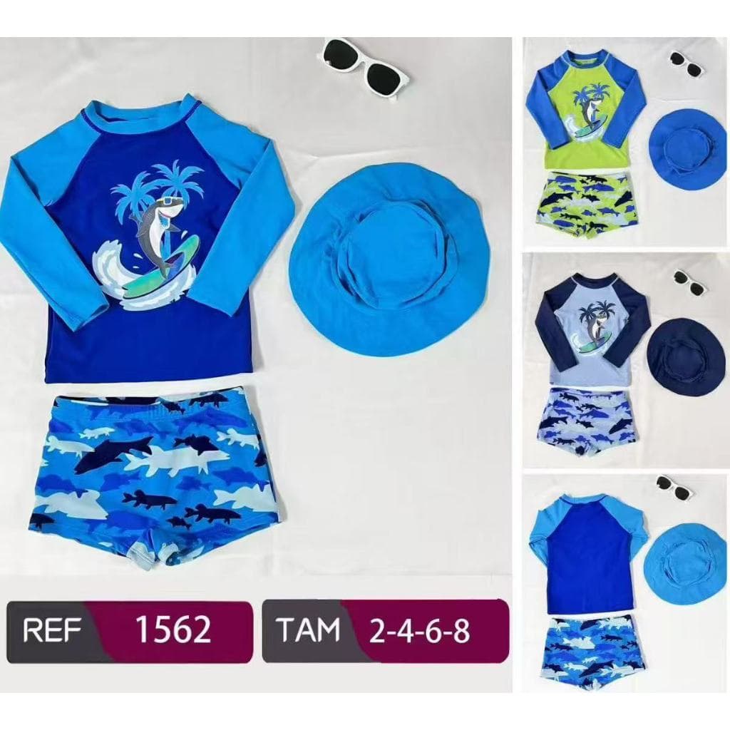 Conjunto de Natação Infantil com UV Proteção - REF 1562(Tamanhos 2, 4, 6, 8)