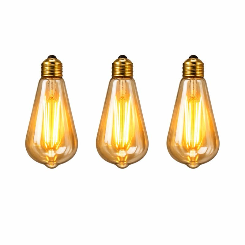 Kit 3 Lâmpadas LED ST64 E27 Bivolt Filamento Retrô Vintage