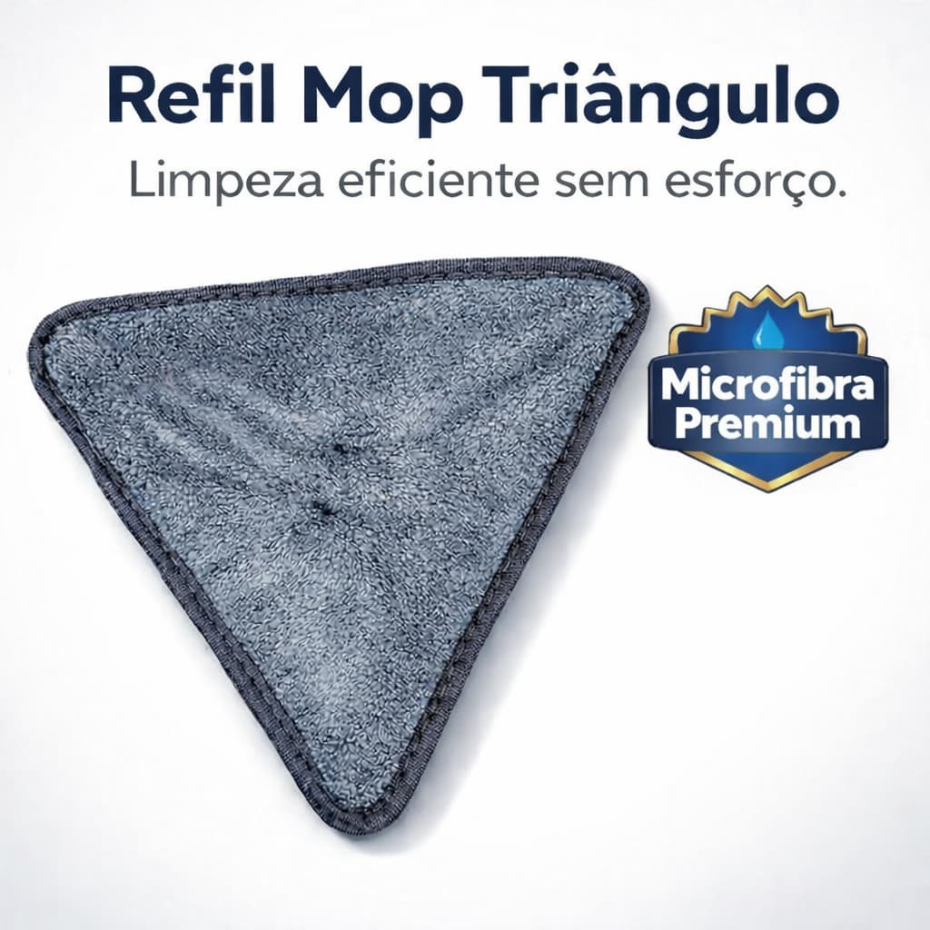 Refil Mop Triângulo Microfibra Lavável Alta Absorção | Reposição Mop Triangular para Limpeza de Piso