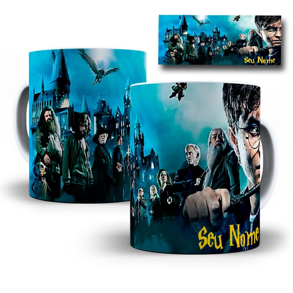 Caneca Xicara Porcelana Harry Potter Filme Personalizada com Seu Nome
