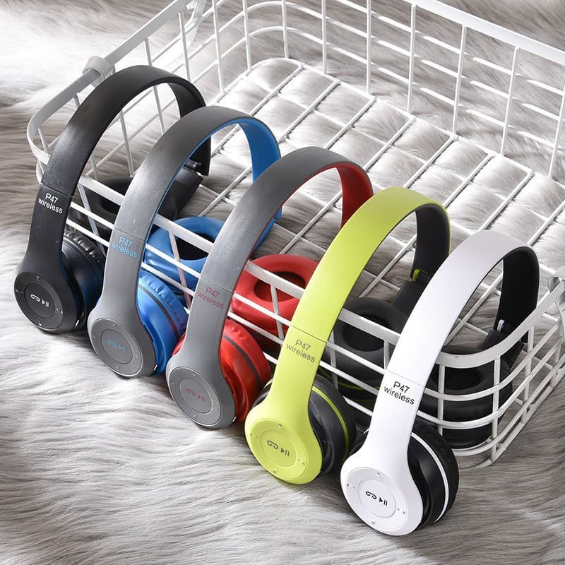 fone Bluetooth p47 preto sem fio hIfi estéreo grave potente confortável com microfone com fm com as