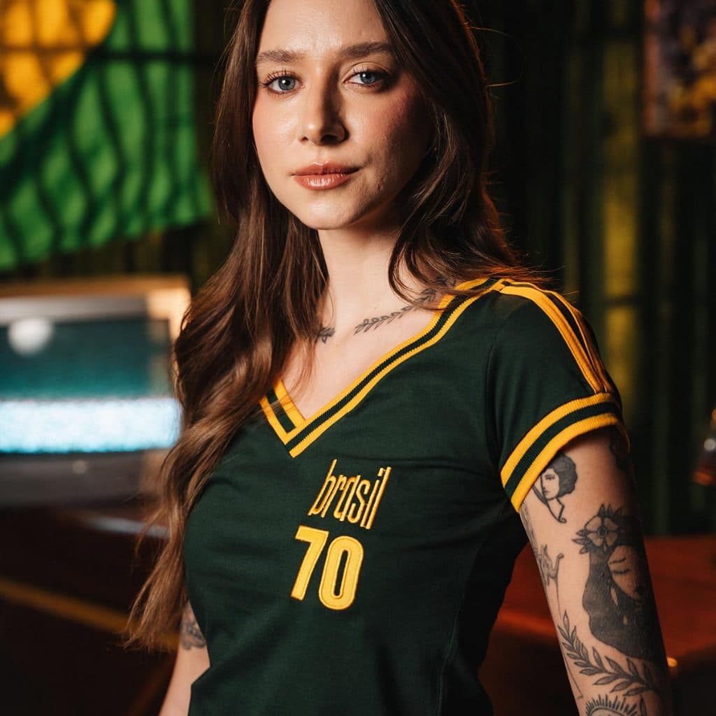 Camisa Brasil Retrô Treino 1970 Feminina Oficial