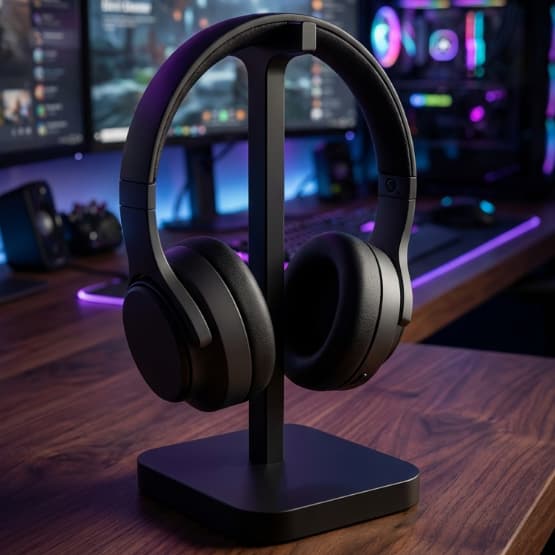 Suporte Headset Gamer para Mesa | Sup Fone de Ouvido Universal Preto para Organização de Setup Gamer