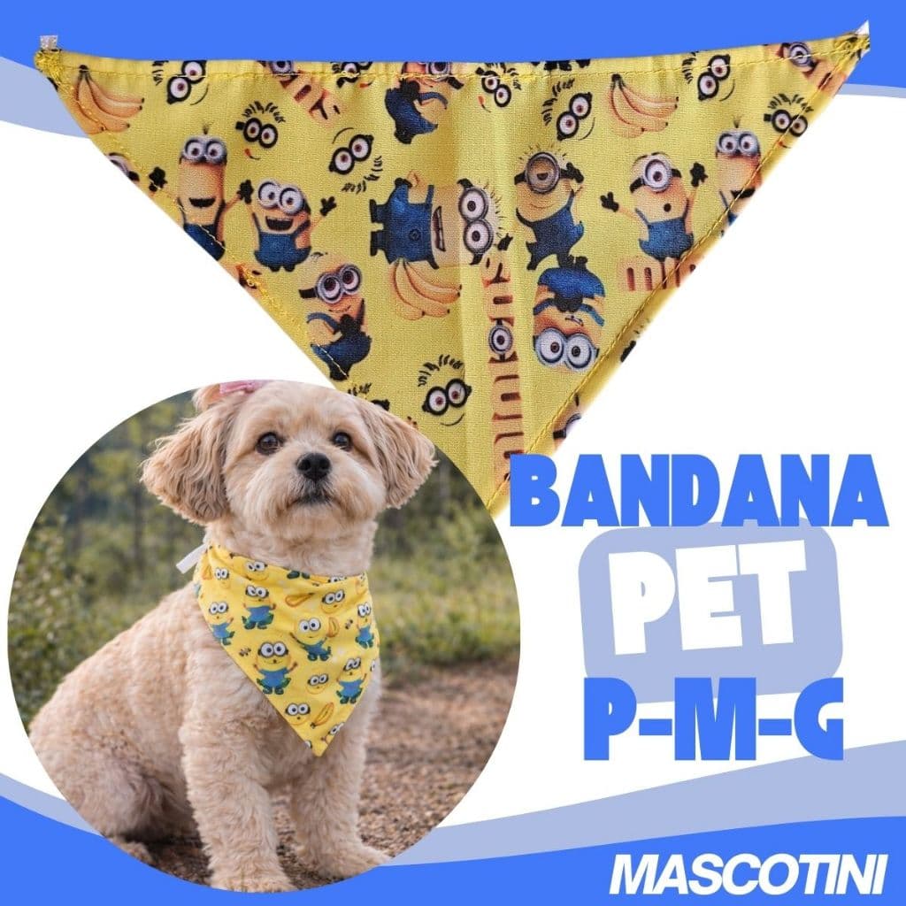 Bandanas Para Pets Cães E Gato 20cm Com Estampa Minion Lenço Bandaninha Decorativa - Mascotini