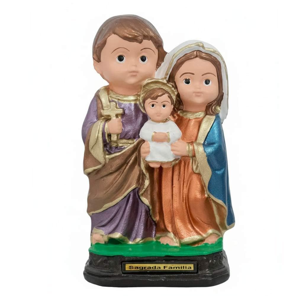 Imagem Infantil da Sagrada Família em Borracha Inquebrável 15 cm Arte Sacra Imagem Católica Estatua