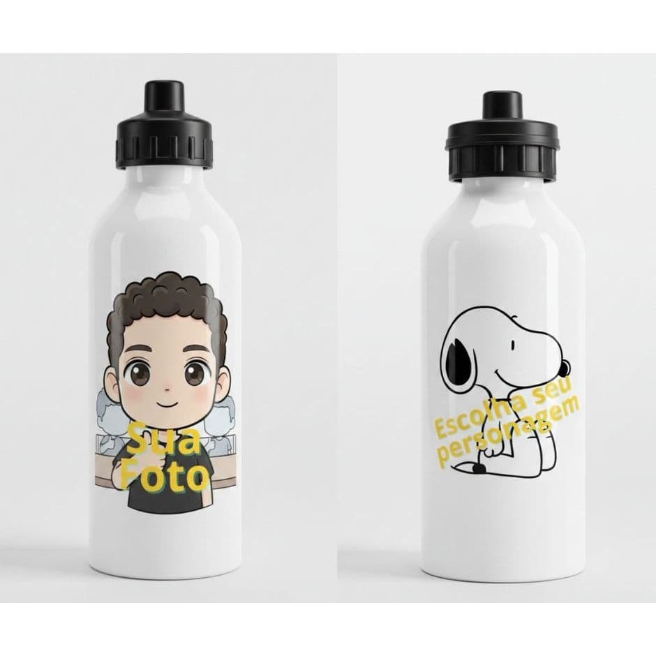 Squeeze Personalizado com foto, personagem e nome - Squeeze em alumínio de 600 ml