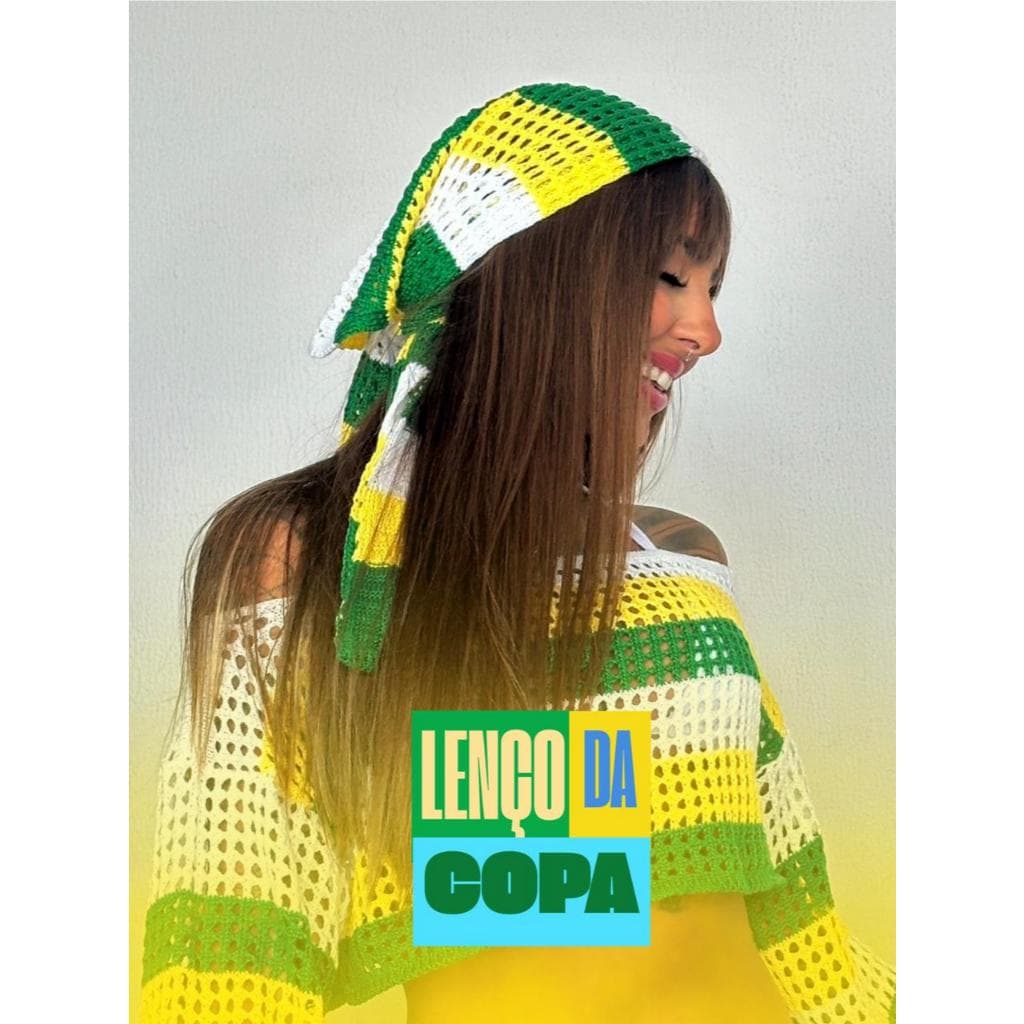 Lenço Bandana Brasil Copa do Mundo Tricot Multiuso