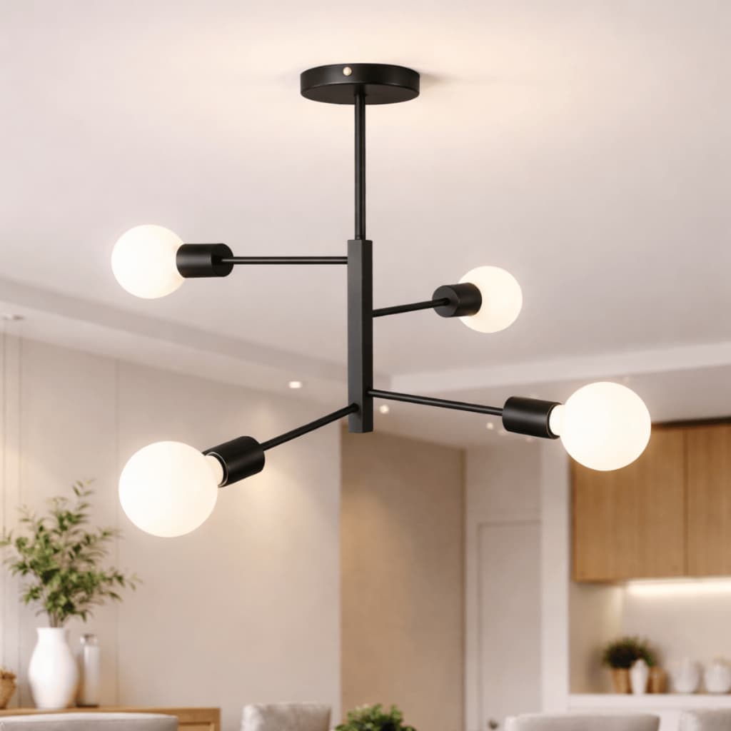 Luminária Plafon Industrial Turim 4 Lâmpadas Sputnik Assimétrico - Moderno - Minimalista