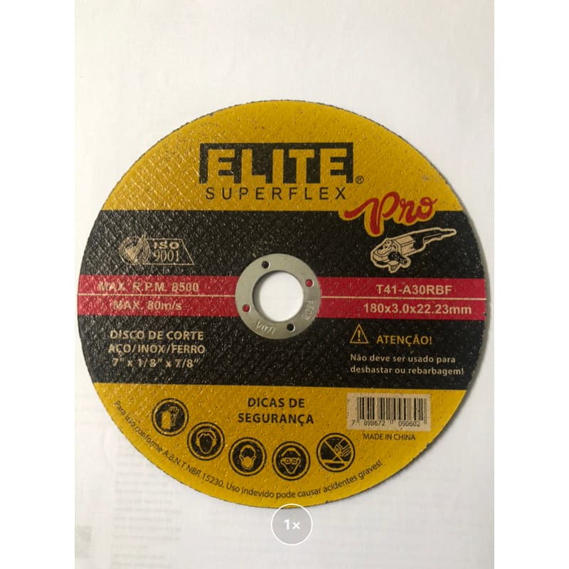 10 PEÇAS DE DISCO DE CORTE ELITE; 7X1/8X7/8”; 180X3,00x22,23mm.