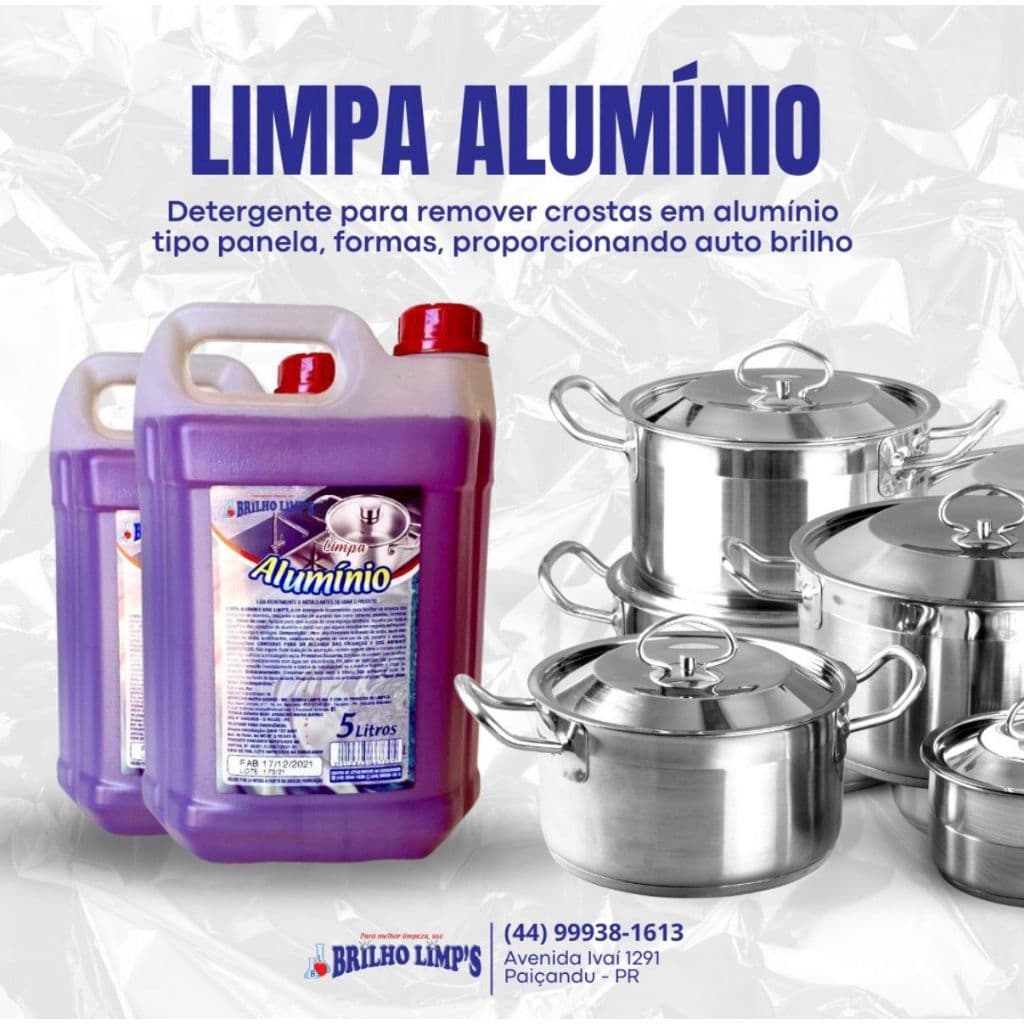 Limpa Aluminio 5 Litros Limpeza Pesada Forno Panelas Gorduras  Inox e Manchas Dificies