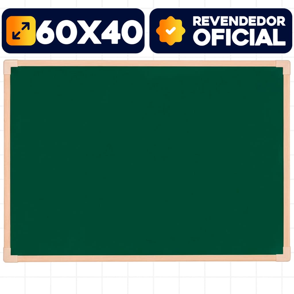 Lousa Quadro Verde Escolar 60x40cm Moldura Madeira com Porta Giz Apagador Sala Aula Didática Stalo