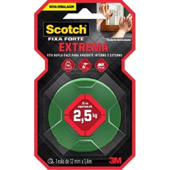 Fita Dupla Face 3M Fixa Forte, Suporta 2,5kg - Melhor Preço