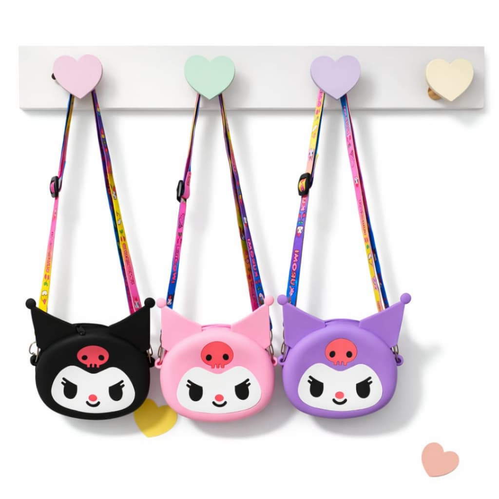 Mini Bolsa De Ombro Infantil silicone Kuromi  Turma da Hello Kitty Presente Fofo acessorios bolsinha