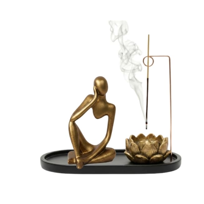 kit Incensário Invertido Elegante  Buda, Ganesha, Gnomo, Bastet Evita Sujeira Premium Resina 22 cm